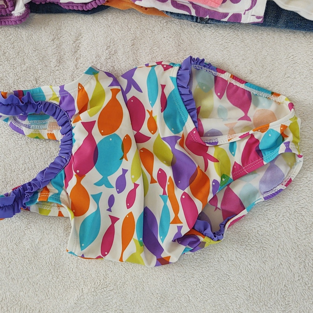 Lot 2T girls summer bundle bathing suit 4 outfits mix and match & 3 piece PJs - Picture 15 of 16